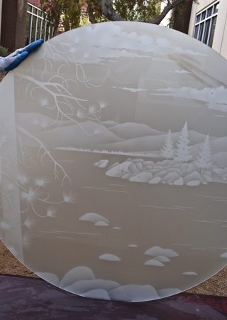 Window with Frosted Glass Landscapes Lake Tahoe Design by Sans Soucie