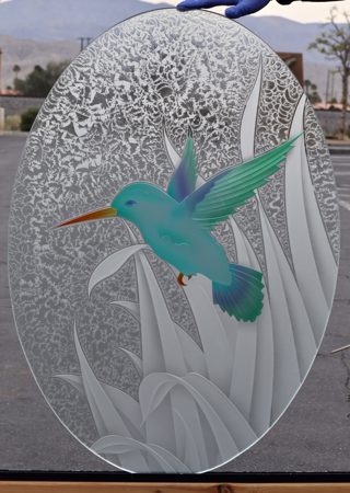 Window with a sandblast Frosted Glass Wildlife Design Custom-Designed Decorative Etched Glass