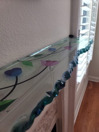 Shelf with Frosted Glass Floral Flowers Vines Design by Sans Soucie