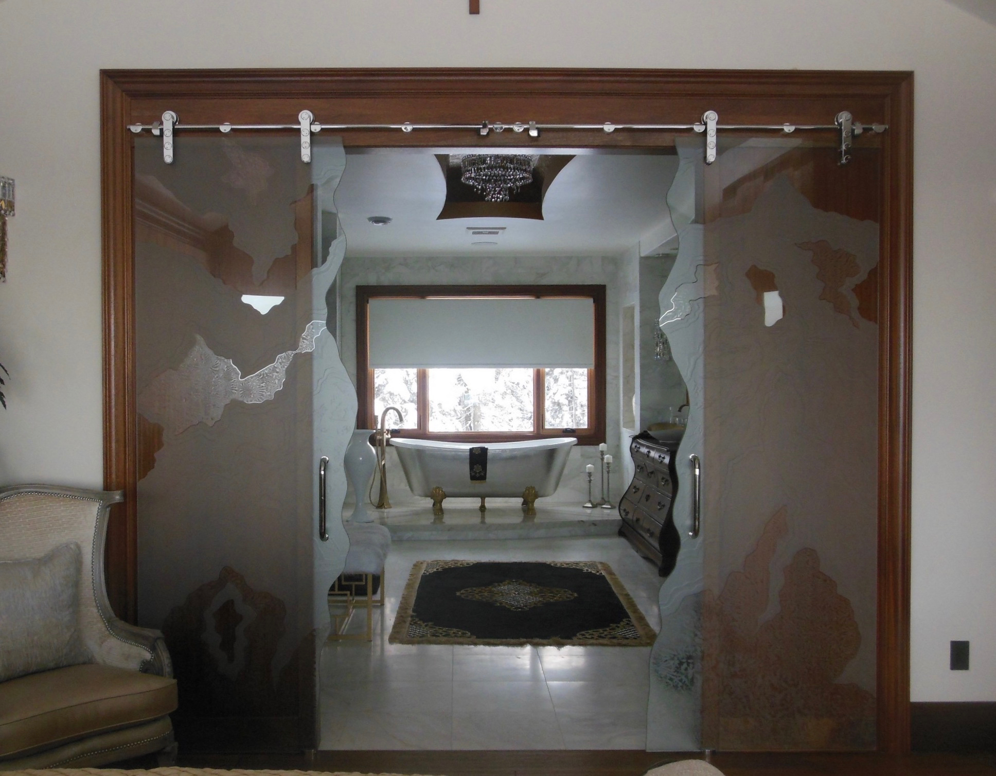 Modern glass barn doors