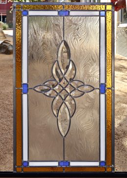 Custom-Designed Decorative Window with Sandblast Etched Glass by Sans Soucie Art Glass Handcrafted by Glass Artists