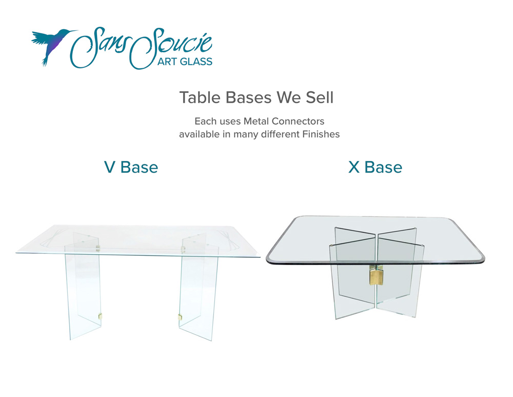 Custom glass table bases and legs.