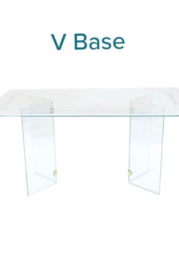 Art Glass Table Base Featuring Sandblast Frosted Glass by Sans Soucie for Not Private with Geometric V Base Connectors Design