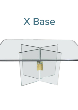 Table Base with a Frosted Glass X Base Connectors Geometric Design for Not Private by Sans Soucie Art Glass