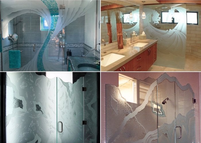 frosted glass showers shower doors with modern oceanic and abstract designs sans soucie art glass