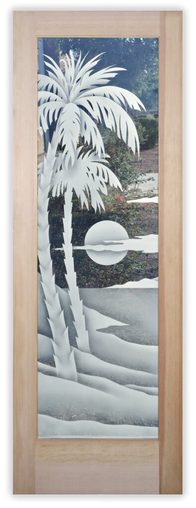 frosted glass door sans soucie palm sunset 2D sandblast effect