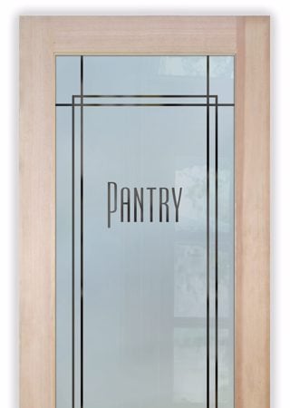 Pantry Door featuring a Frosted Glass Geometric Design Sandblast Etched Glass Ultra Pantry Design by Sans Soucie