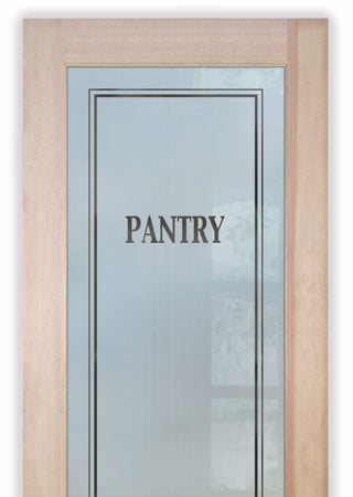 Pantry Door with a sandblast Frosted Glass Traditional Design Custom-Designed Decorative Etched Glass