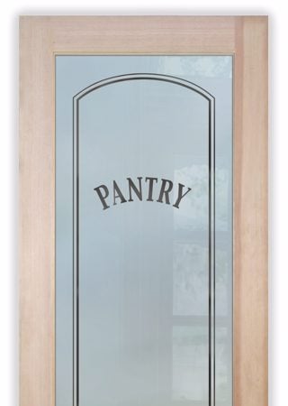 Pantry Door showcasing a Frosted Glass Traditional Design with Sandblast Etched Glass Art by Sans Soucie Classic Arched Design