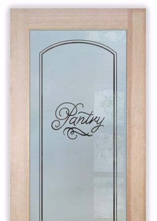 Pantry Door with a sandblast Frosted Glass Traditional Design Custom-Designed Decorative Etched Glass