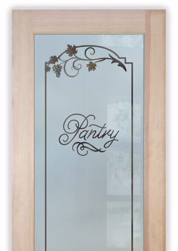 Pantry Door with a Frosted Glass Grape Ivy Melany Grapes & Ivy Design for Semi-Private by Sans Soucie Art Glass