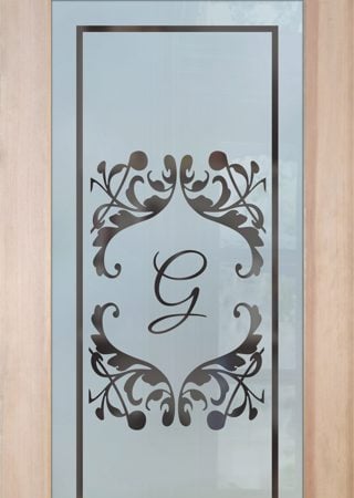 Pantry Door with a Frosted Glass Toulouse Monogram Traditional Design for Semi-Private by Sans Soucie Art Glass
