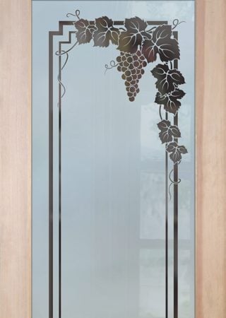 Pantry Door featuring a Frosted Glass Grapes & Ivy Design Sandblast Etched Glass Vineyard Grapes Garland Design by Sans Soucie