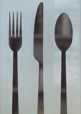 Pantry Insert with a Frosted Glass Flatware Country Farmhouse Design for Semi-Private by Sans Soucie Art Glass