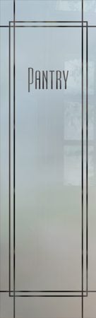 Pantry Insert featuring a Frosted Glass Geometric Design Sandblast Etched Glass Ultra Pantry Design by Sans Soucie