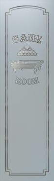 Bathroom Door Insert with Frosted Glass Whimsical Billiards Design by Sans Soucie