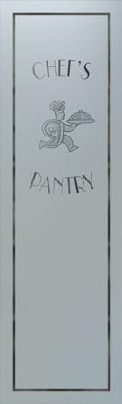 Pantry Insert featuring a Frosted Glass Italian Chef Design Sandblast Etched Glass Chop Chop Chef Design by Sans Soucie