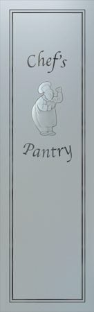 Pantry Insert with a sandblast Frosted Glass Italian Chef Design Custom-Designed Decorative Etched Glass