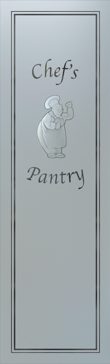 Custom-Designed Decorative Pantry Insert with Sandblast Etched Glass by Sans Soucie Art Glass Handcrafted by Glass Artists