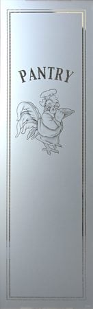 Pantry Insert featuring Frosted Glass Design Etched Glass by Sans Soucie Art Glass with Custom Country Farmhouse Design Rooster Chef