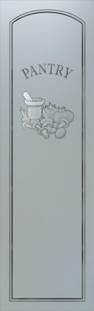 Pantry Insert showcasing a Frosted Glass Country Farmhouse Design with Sandblast Etched Glass Art by Sans Soucie Stone Mill Design