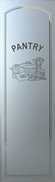 Art Glass Pantry Insert Featuring Sandblast Frosted Glass by Sans Soucie for Semi-Private with Country Farmhouse Bakers Delight Design