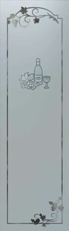 Pantry Insert featuring Frosted Glass Design Etched Glass by Sans Soucie Art Glass with Custom Grapes & Ivy Design Wine Tasting