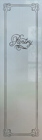 Pantry Insert showcasing a Frosted Glass Traditional Design with Sandblast Etched Glass Art by Sans Soucie Enna Pantry Design