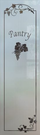 Pantry Insert featuring a Frosted Glass Grapes & Ivy Design Sandblast Etched Glass Grape Cluster Grape Ivy Design by Sans Soucie