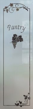 Handmade Sandblasted Frosted Glass Pantry Insert for Semi-Private Featuring a Grapes & Ivy Design Grape Cluster Grape Ivy by Sans Soucie
