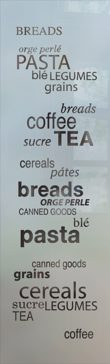 Pantry Insert with Frosted Glass Sayings Pantry Goods a Design by Sans Soucie