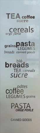 Pantry Insert with a sandblast Frosted Glass Sayings Design Custom-Designed Decorative Etched Glass