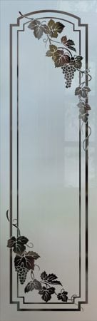 Pantry Insert with a sandblast Frosted Glass Grapes & Ivy Design Custom-Designed Decorative Etched Glass
