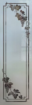 Pantry Insert featuring Frosted Glass Design Etched Glass by Sans Soucie Art Glass with Custom Grapes & Ivy Design Vineyard Grapes Cascade
