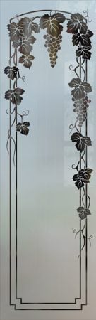 Pantry Insert with a sandblast Frosted Glass Grapes & Ivy Design Custom-Designed Decorative Etched Glass