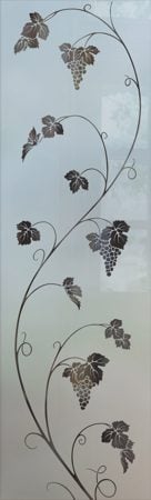 Pantry Insert with a sandblast Frosted Glass Grapes & Ivy Design Custom-Designed Decorative Etched Glass