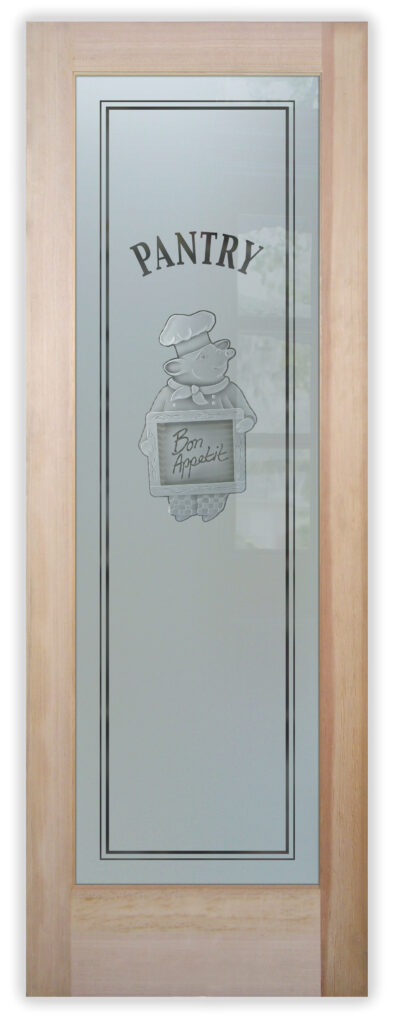 Glass Pantry Door featuring Dimensional 3D Design Piggy Chef