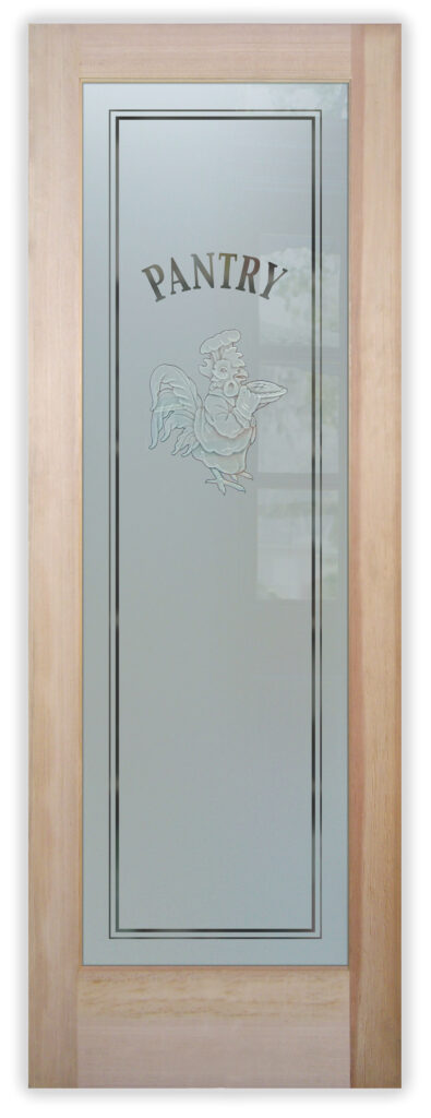 Glass Pantry Door featuring Dimensional 3D Design Rooster Chef