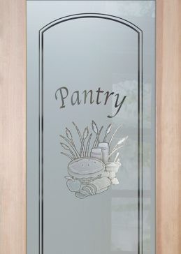 Pantry Door with a Frosted Glass Apple Pie Country Farmhouse Design for Semi-Private by Sans Soucie Art Glass