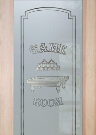 Pantry Door with Frosted Glass Whimsical Billiards Design by Sans Soucie