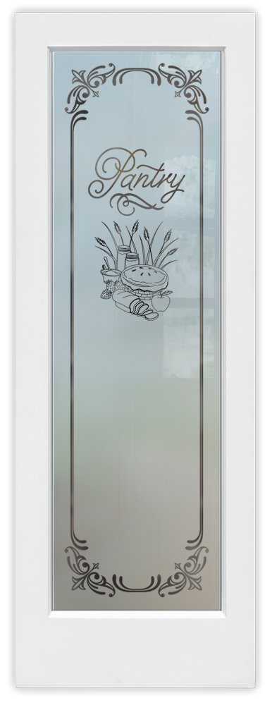 pantry door frosted glass apple pie script text traditional border