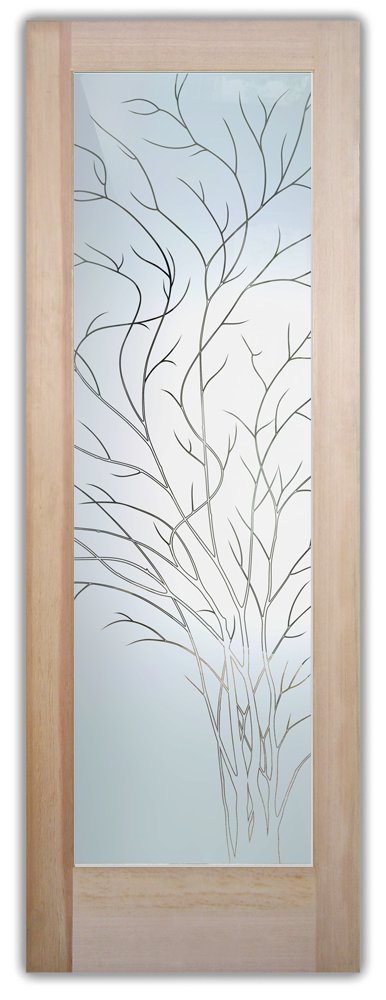 frosted glass door wispy tree design 1D pinstripe sans soucie art glass