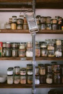 pantry interior view of contents without a pantry door sans soucie