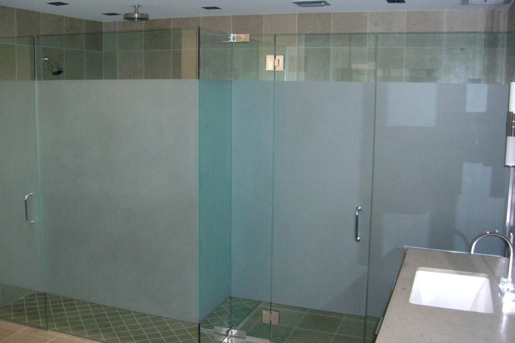 frosted glass shower etched for privacy glass 