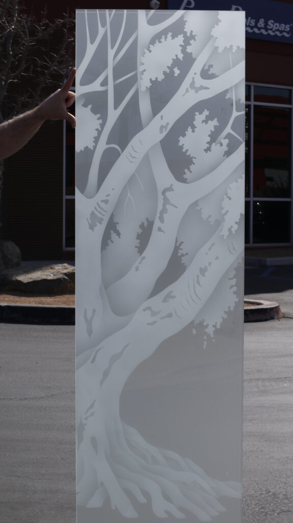 frosted glass oak tree etched glass art sandblast carved glass for privacy sans soucie