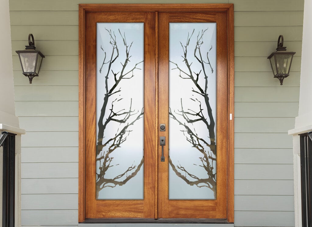 frosted glass tree design set of front doors sans soucie