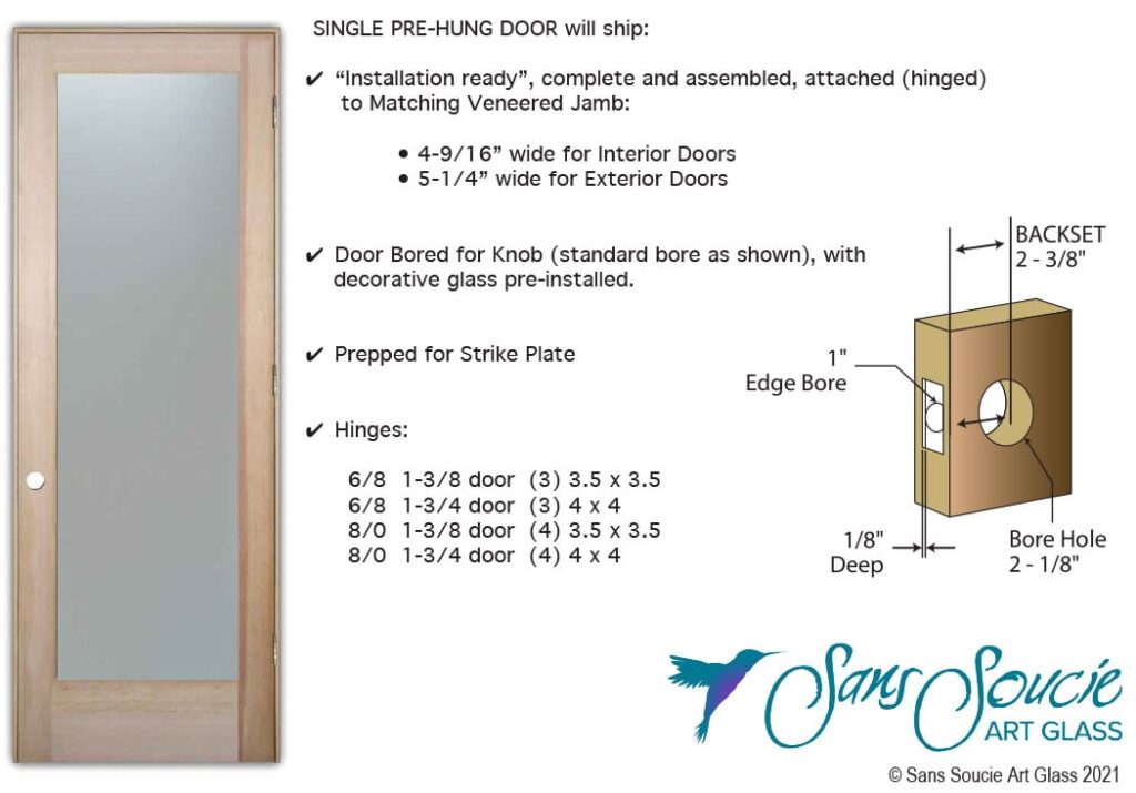 packing list whats included with interior single prehung door frosted glass door Sans Soucie
