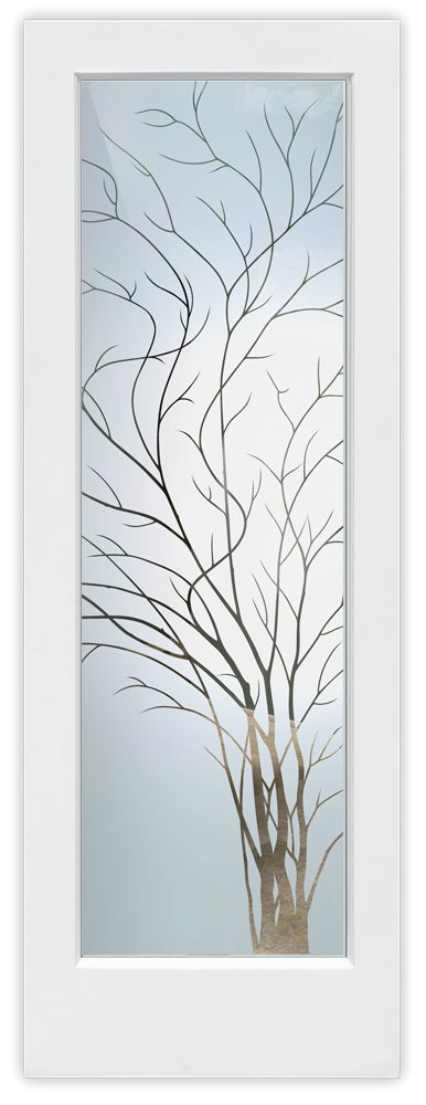 1D Negative Semi-Private Frosted Glass interior door wispy tree design Sans Soucie 
