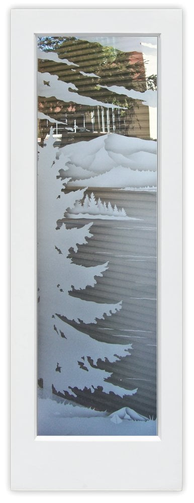 2D Semi-Private Clear Glass interior door lake arrowhead tree design Sans Soucie 
