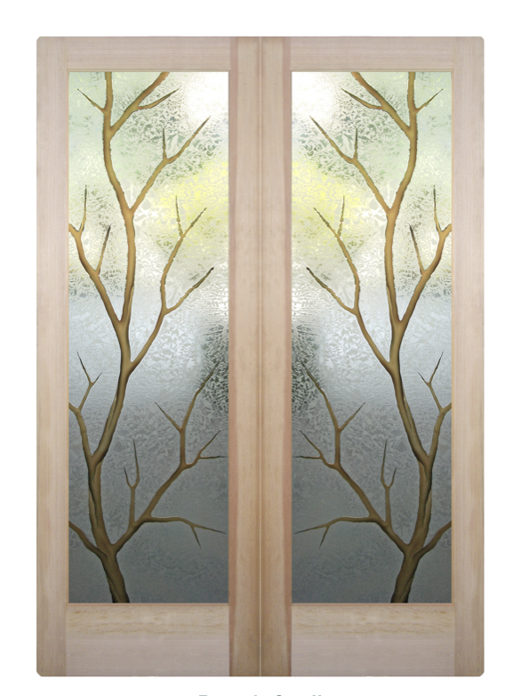 3D Enhanced Painted Semi-Private
Glue-Chip Glass interior double door pair branch out tree design Sans Soucie 
